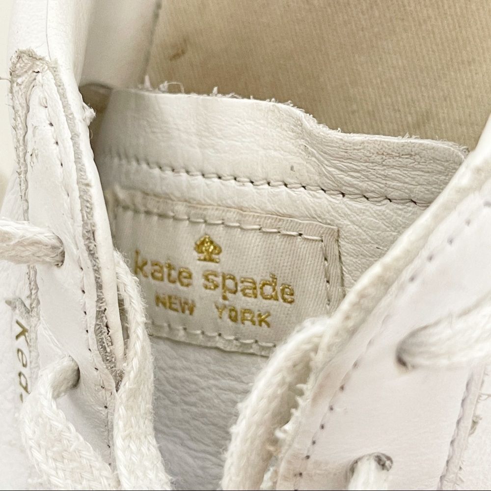 kate spade White Leather Sneakers with Gold Heel Detail - Picture 9 of 10